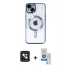 MARSİLYAN™- iPhone 14 Kılıf Nova Işık Özel Seri - Şeffaf Royal Nano Ekran Koruyucu + PVD Metal Kamera Lens - PE