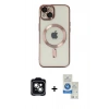 MARSİLYAN™- iPhone 14 Kılıf Nova Işık Özel Seri - Şeffaf Royal Nano Ekran Koruyucu + PVD Metal Kamera Lens - YL