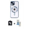 MARSİLYAN™- iPhone 14 Kılıf Nova Işık Özel Seri - Şeffaf Royal Nano Ekran Koruyucu + PVD Metal Kamera Lens - YL