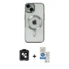 MARSİLYAN™- iPhone 14 Kılıf Nova Işık Özel Seri - Şeffaf Royal Nano Ekran Koruyucu + PVD Metal Kamera Lens - YL