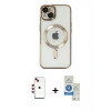 MARSİLYAN™- iPhone 14 Kılıf Nova Işık Özel Seri - Şeffaf Royal Nano Ekran Koruyucu + Shine Kamera Lens - KI