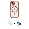 MARSİLYAN™- iPhone 14 Kılıf Nova Işık Özel Seri - Siyah 3D Antistatik Cam Ekran Koruyucu + Diamond Kamera Lens - YL
