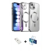 MARSİLYAN™- iPhone 14 Kılıf Nova Işık Özel Seri - Siyah 3D Antistatik Cam Ekran Koruyucu + Diamond Kamera Lens - KI