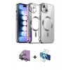 MARSİLYAN™- iPhone 14 Kılıf Nova Işık Özel Seri - Siyah 3D Antistatik Cam Ekran Koruyucu + Raze Metal Kamera Lens - GS