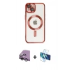 MARSİLYAN™- iPhone 14 Kılıf Nova Işık Özel Seri - Siyah 3D Antistatik Cam Ekran Koruyucu + Raze Metal Kamera Lens - GS