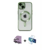 MARSİLYAN™- iPhone 14 Kılıf Nova Işık Özel Seri - Siyah 3D Antistatik Cam Ekran Koruyucu + Raze Metal Kamera Lens - GS