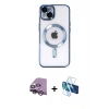 MARSİLYAN™- iPhone 14 Kılıf Nova Işık Özel Seri - Siyah 3D Antistatik Cam Ekran Koruyucu + Raze Metal Kamera Lens - GS