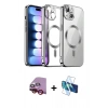 MARSİLYAN™- iPhone 14 Kılıf Nova Işık Özel Seri - Siyah 3D Antistatik Cam Ekran Koruyucu + Raze Metal Kamera Lens - KI