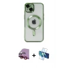 MARSİLYAN™- iPhone 14 Kılıf Nova Işık Özel Seri - Siyah 3D Antistatik Cam Ekran Koruyucu + Raze Metal Kamera Lens - KI