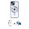 MARSİLYAN™- iPhone 14 Kılıf Nova Işık Özel Seri - Siyah 3D Antistatik Cam Ekran Koruyucu + Shine Kamera Lens - GD