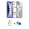 MARSİLYAN™- iPhone 14 Kılıf Nova Işık Özel Seri - Siyah 3D Antistatik Cam Ekran Koruyucu + Shine Kamera Lens - KI