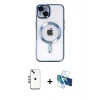 MARSİLYAN™- iPhone 14 Kılıf Nova Işık Özel Seri - Siyah 3D Antistatik Cam Ekran Koruyucu + Shine Kamera Lens - MI