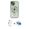 MARSİLYAN™- iPhone 14 Kılıf Nova Işık Özel Seri - Siyah 3D Antistatik Cam Ekran Koruyucu + Shine Kamera Lens - MI