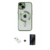 MARSİLYAN™- iPhone 14 Kılıf Nova Işık Özel Seri - Siyah 3D Antistatik Hayalet Cam Ekran Koruyucu + Diamond Kamera Lens - YL