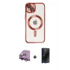 MARSİLYAN™- iPhone 14 Kılıf Nova Işık Özel Seri - Siyah 3D Antistatik Hayalet Cam Ekran Koruyucu + Raze Metal Kamera Lens - MR