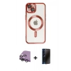 MARSİLYAN™- iPhone 14 Kılıf Nova Işık Özel Seri - Siyah 3D Antistatik Hayalet Cam Ekran Koruyucu + Raze Metal Kamera Lens - GS
