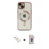 MARSİLYAN™- iPhone 14 Kılıf Nova Işık Özel Seri - Siyah Bilvis 3D Cam Ekran Koruyucu + Diamond Kamera Lens - YL