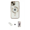 MARSİLYAN™- iPhone 14 Kılıf Nova Işık Özel Seri - Siyah Bilvis 3D Cam Ekran Koruyucu + Diamond Kamera Lens - SABE