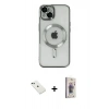 MARSİLYAN™- iPhone 14 Kılıf Nova Işık Özel Seri - Siyah Bilvis 3D Cam Ekran Koruyucu + Diamond Kamera Lens - YL