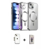 MARSİLYAN™- iPhone 14 Kılıf Nova Işık Özel Seri - Siyah Bilvis 3D Cam Ekran Koruyucu + Shine Kamera Lens - GD
