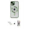 MARSİLYAN™- iPhone 14 Kılıf Nova Işık Özel Seri - Siyah Bilvis 3D Cam Ekran Koruyucu + Kırmızı Diamond Kamera Lens