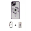 MARSİLYAN™- iPhone 14 Kılıf Nova Işık Özel Seri - Siyah Bilvis 3D Cam Ekran Koruyucu + Shine Kamera Lens - KI
