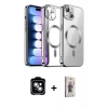 MARSİLYAN™- iPhone 14 Kılıf Nova Işık Özel Seri - Siyah Bilvis 3D Cam Ekran Koruyucu + PVD Metal Kamera Lens - MI