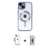 MARSİLYAN™- iPhone 14 Kılıf Nova Işık Özel Seri - Siyah Bilvis 3D Cam Ekran Koruyucu + Shine Kamera Lens - MI
