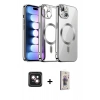 MARSİLYAN™- iPhone 14 Kılıf Nova Işık Özel Seri - Siyah Bilvis 3D Cam Ekran Koruyucu + PVD Metal Kamera Lens - PE