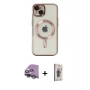 MARSİLYAN™- iPhone 14 Kılıf Nova Işık Özel Seri - Siyah Bilvis 3D Cam Ekran Koruyucu + Raze Metal Kamera Lens - GS