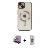 MARSİLYAN™- iPhone 14 Kılıf Nova Işık Özel Seri - Siyah Bilvis 3D Cam Ekran Koruyucu + Raze Metal Kamera Lens - SH