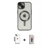 MARSİLYAN™- iPhone 14 Kılıf Nova Işık Özel Seri - Siyah Bilvis 3D Cam Ekran Koruyucu + Shine Kamera Lens - YL
