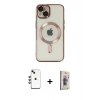 MARSİLYAN™- iPhone 14 Kılıf Nova Işık Özel Seri - Siyah Bilvis 3D Cam Ekran Koruyucu + Shine Kamera Lens - YL