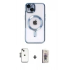 MARSİLYAN™- iPhone 14 Kılıf Nova Işık Özel Seri - Siyah Bilvis 3D Cam Ekran Koruyucu + Shine Kamera Lens - SH