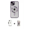 MARSİLYAN™- iPhone 14 Kılıf Nova Işık Özel Seri - Siyah Bilvis 3D Cam Ekran Koruyucu + Shine Kamera Lens - SH