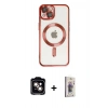 MARSİLYAN™- iPhone 14 Kılıf Nova Işık Özel Seri - Siyah Bilvis 3D Cam Ekran Koruyucu + PVD Metal Kamera Lens - TU