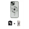 MARSİLYAN™- iPhone 14 Kılıf Nova Işık Özel Seri - Siyah Bilvis 3D Cam Ekran Koruyucu + PVD Metal Kamera Lens - TU