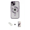 MARSİLYAN™- iPhone 14 Kılıf Nova Işık Özel Seri - Siyah Bilvis 3D Mat Cam Ekran Koruyucu + Diamond Kamera Lens - YL