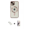 MARSİLYAN™- iPhone 14 Kılıf Nova Işık Özel Seri - Siyah Bilvis 3D Mat Cam Ekran Koruyucu + Diamond Kamera Lens - YL