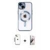 MARSİLYAN™- iPhone 14 Kılıf Nova Işık Özel Seri - Siyah Bilvis 3D Mat Cam Ekran Koruyucu + Shine Kamera Lens - GI