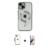 MARSİLYAN™- iPhone 14 Kılıf Nova Işık Özel Seri - Siyah Bilvis 3D Mat Cam Ekran Koruyucu + Shine Kamera Lens - GI