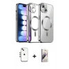 MARSİLYAN™- iPhone 14 Kılıf Nova Işık Özel Seri - Siyah Bilvis 3D Mat Cam Ekran Koruyucu + Shine Kamera Lens - GI