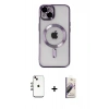 MARSİLYAN™- iPhone 14 Kılıf Nova Işık Özel Seri - Siyah Bilvis 3D Mat Cam Ekran Koruyucu + Shine Kamera Lens - GI