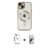MARSİLYAN™- iPhone 14 Kılıf Nova Işık Özel Seri - Siyah Bilvis 3D Mat Cam Ekran Koruyucu + Shine Kamera Lens - GI