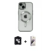 MARSİLYAN™- iPhone 14 Kılıf Nova Işık Özel Seri - Siyah Bilvis 3D Mat Cam Ekran Koruyucu + PVD Metal Kamera Lens - GS