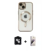 MARSİLYAN™- iPhone 14 Kılıf Nova Işık Özel Seri - Siyah Bilvis 3D Mat Cam Ekran Koruyucu + PVD Metal Kamera Lens - GS