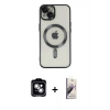 MARSİLYAN™- iPhone 14 Kılıf Nova Işık Özel Seri - Siyah Bilvis 3D Mat Cam Ekran Koruyucu + PVD Metal Kamera Lens - GS