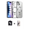 MARSİLYAN™- iPhone 14 Kılıf Nova Işık Özel Seri - Siyah Bilvis 3D Mat Cam Ekran Koruyucu + PVD Metal Kamera Lens - MI