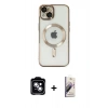 MARSİLYAN™- iPhone 14 Kılıf Nova Işık Özel Seri - Siyah Bilvis 3D Mat Cam Ekran Koruyucu + PVD Metal Kamera Lens - MI