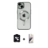 MARSİLYAN™- iPhone 14 Kılıf Nova Işık Özel Seri - Siyah Bilvis 3D Mat Cam Ekran Koruyucu + PVD Metal Kamera Lens - MI